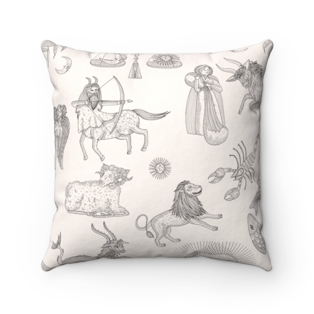 Zodiac 2-Sided Square Throw Pillow INSERT INCLUDED - CREAM