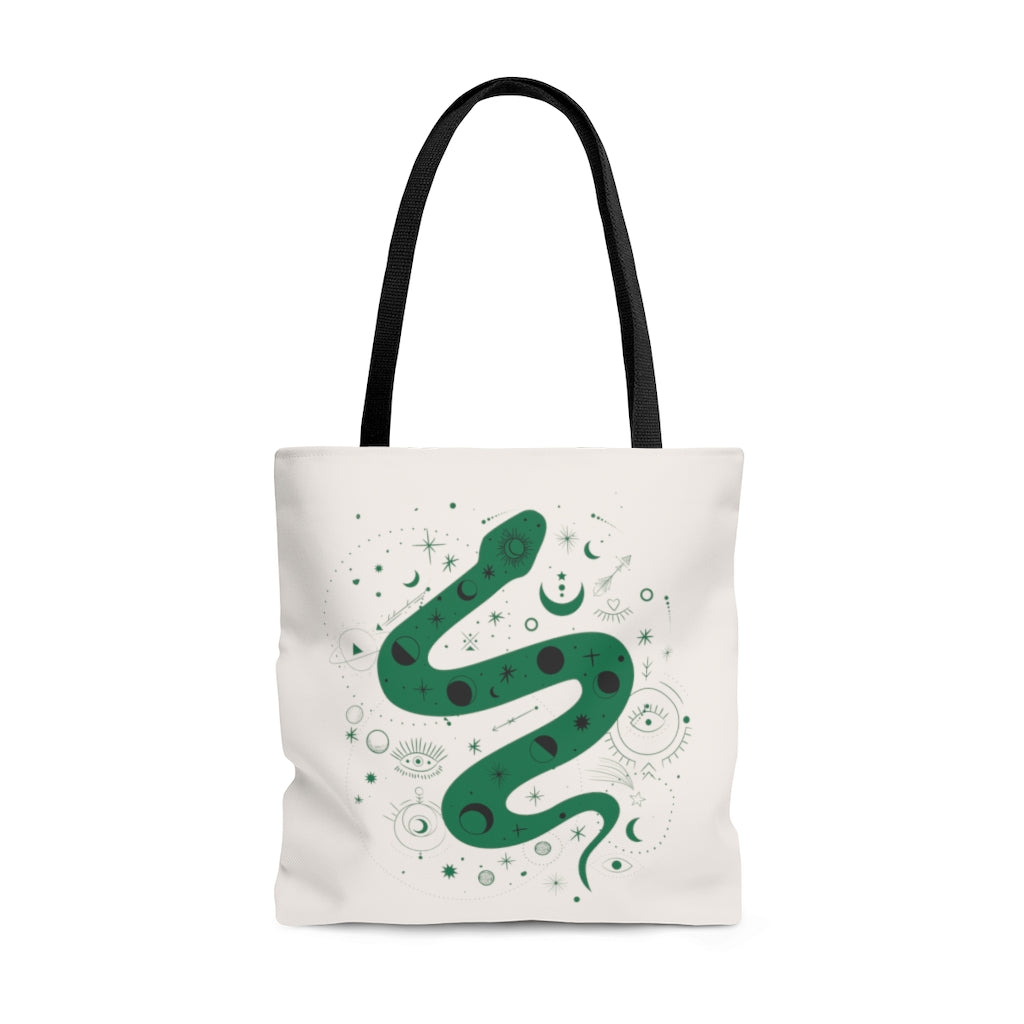 Moon Phase Snake Tote - Green