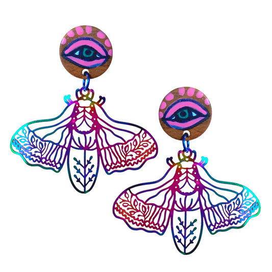 Rainbow Moth Sees You Earrings