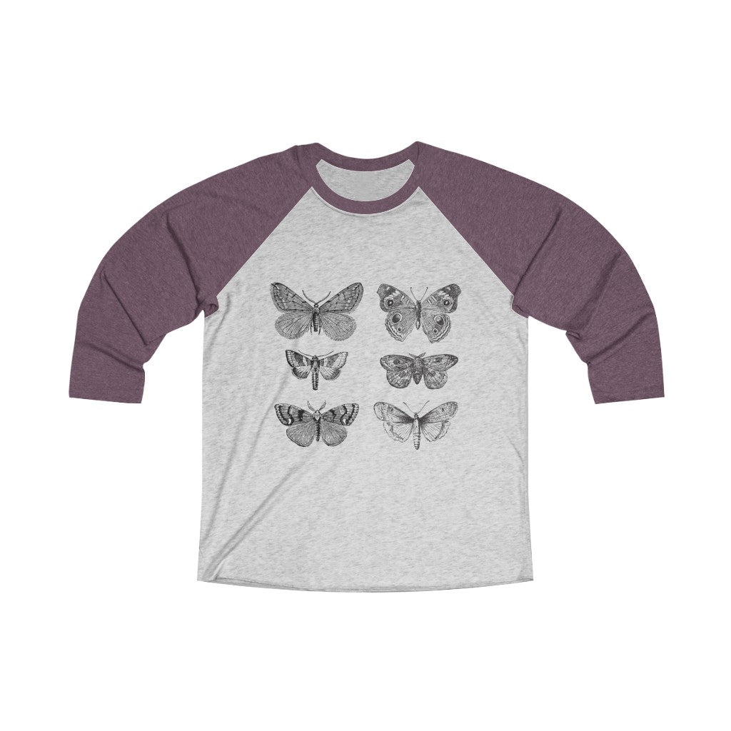 Butterfly & Moth Display Unisex 3\4 Raglan Tee