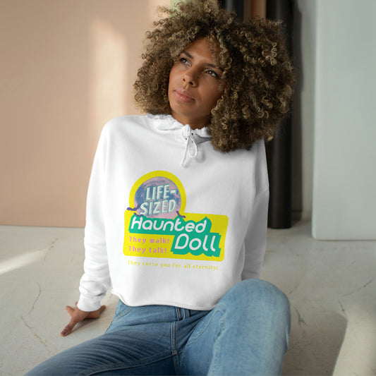 Life-Sized Haunted Doll Cropped Hoodie