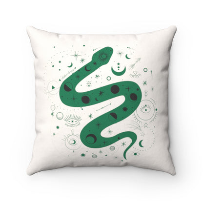 Moon Phase Snake 2-Sided Square Throw Pillow INSERT INCLUDED - Green