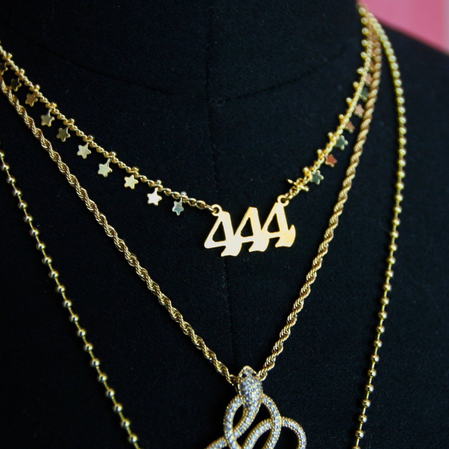 Angel Number & Stars 18K Gold Necklace