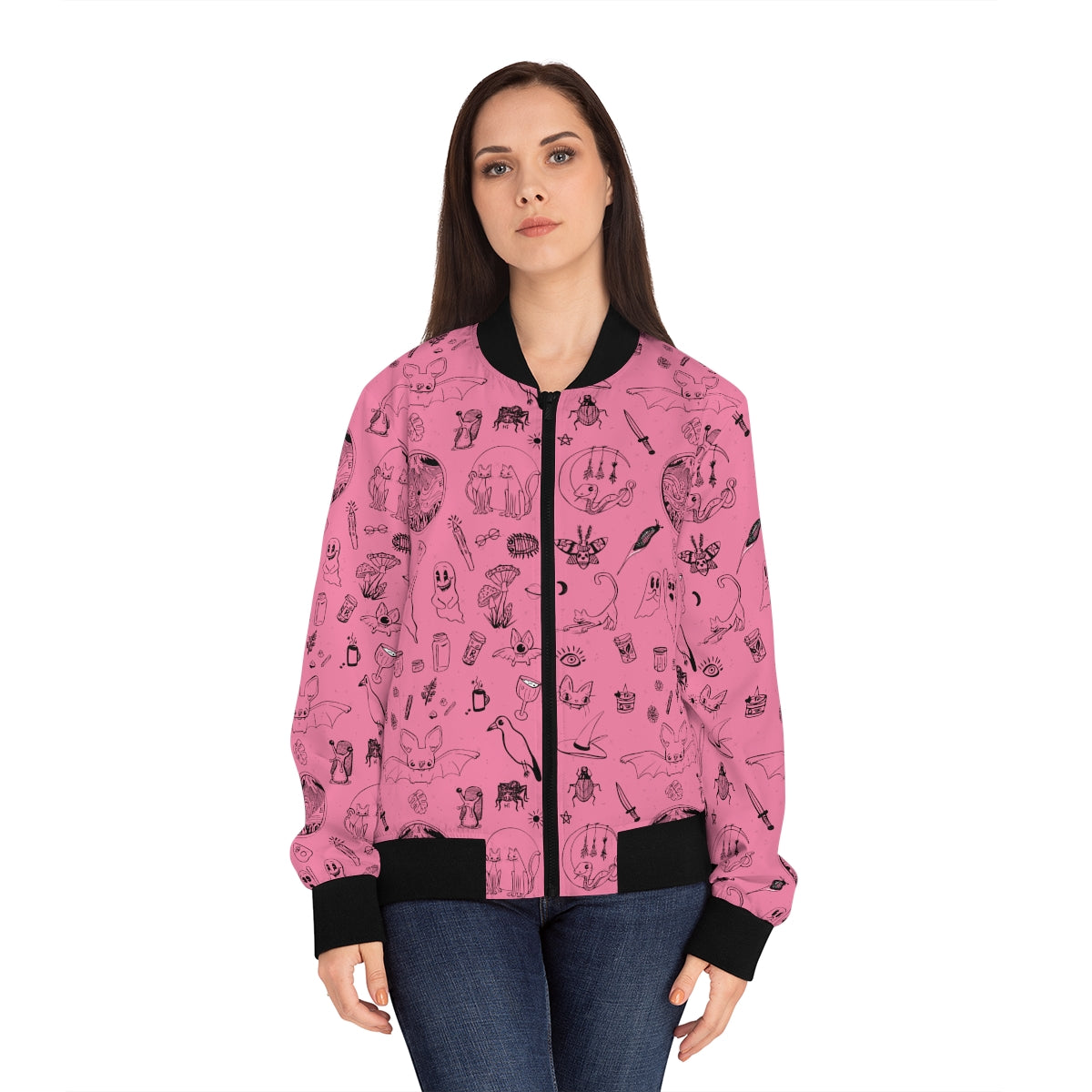 Bad Witch Club Woven Bomber Jacket - Pink
