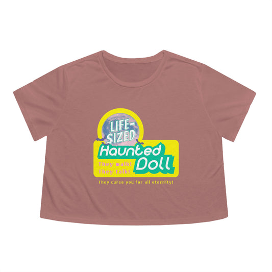 Life-Sized Haunted Doll Flowy Cropped Tee