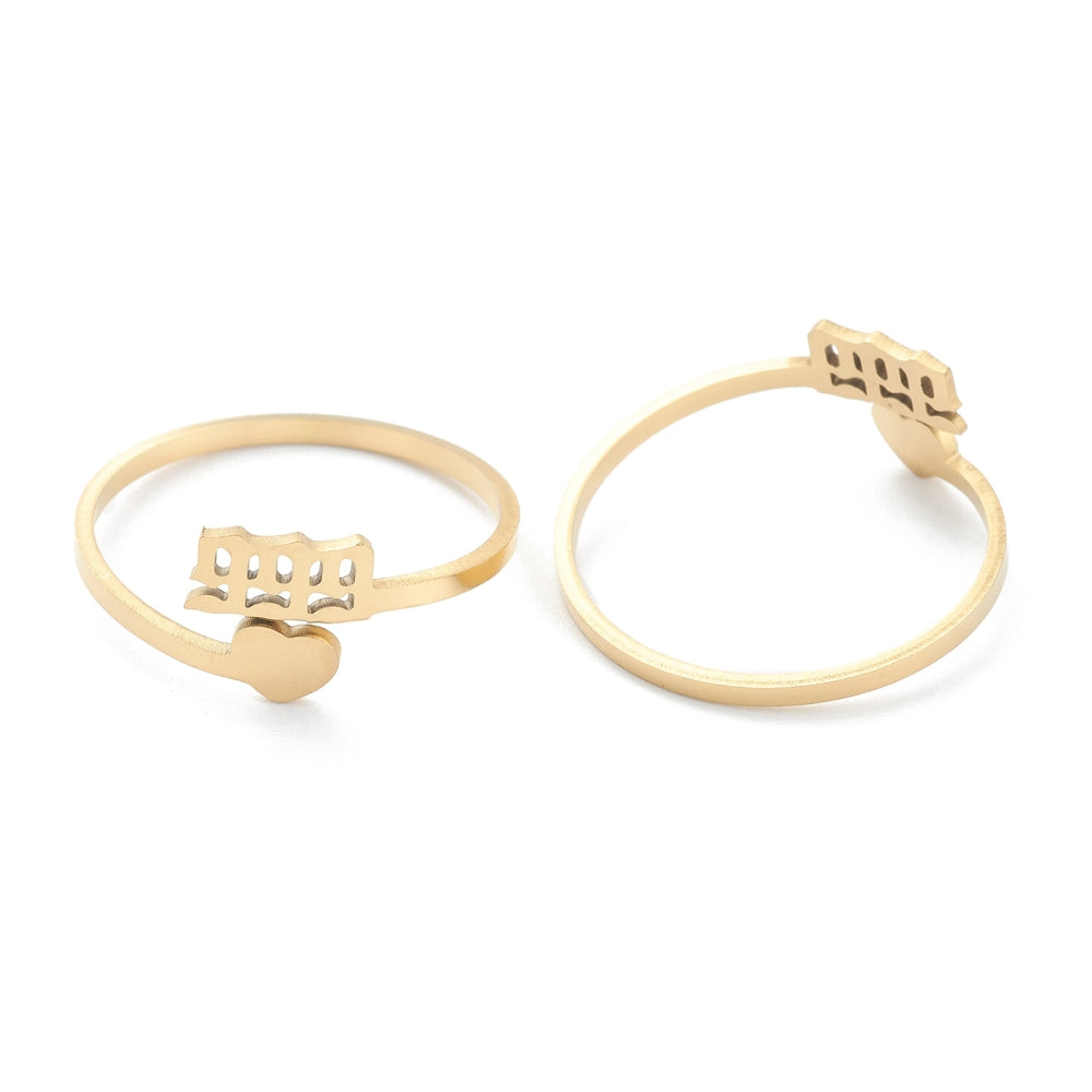 Angel Number & Heart 18K Gold Thumb Ring