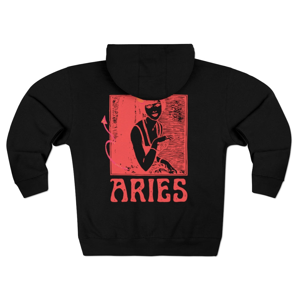 Aries Devil Unisex Premium Full Zip Hoodie