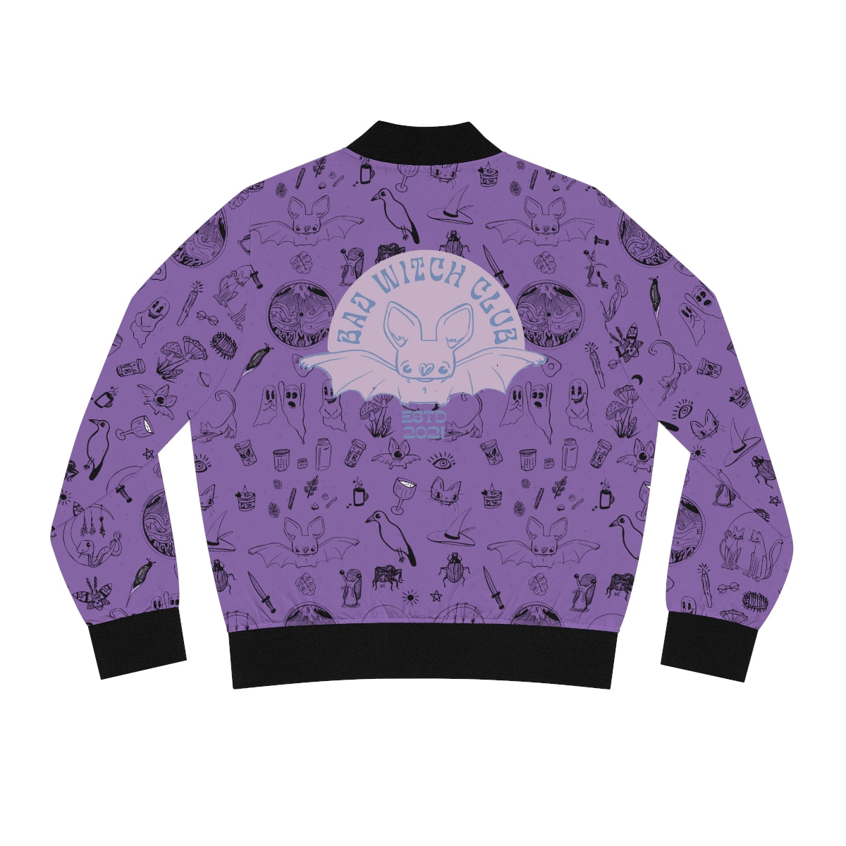 Bad Witch Club Woven Bomber Jacket - Purple