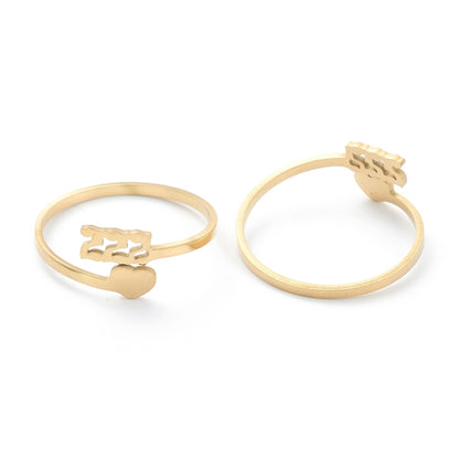 Angel Number & Heart 18K Gold Thumb Ring