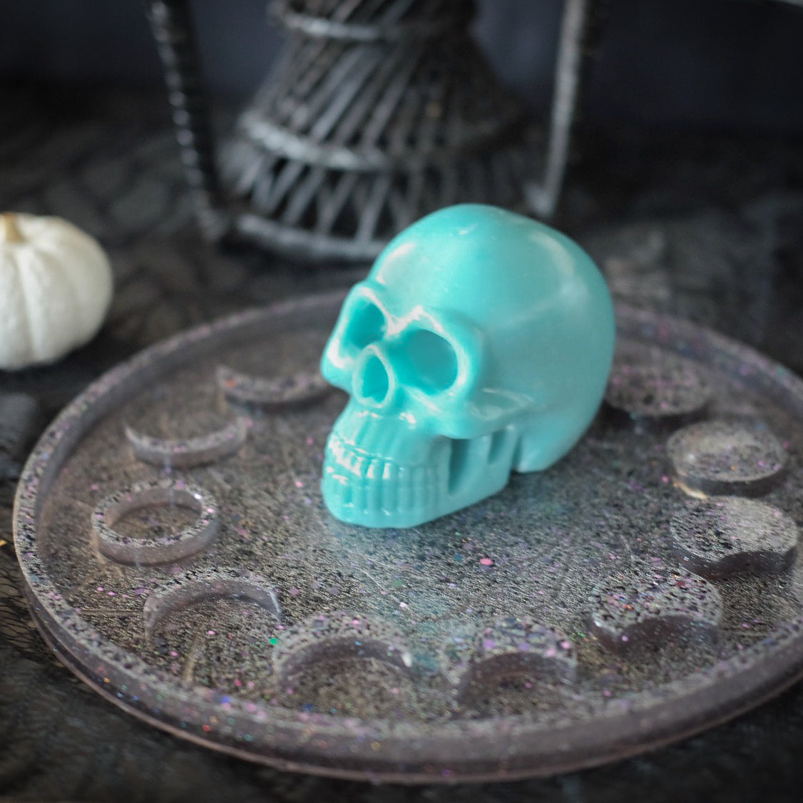 Handmade Skull Candle or Incense Holder - Resin