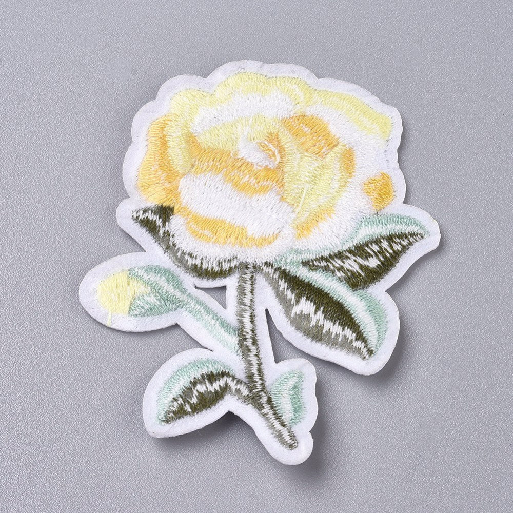 Yellow Rose - Embroidered Iron-On Patch
