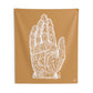 Palmistry Indoor Wall Tapestry - Gold/Tan and White