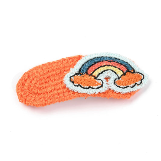 Embroidered Orange Rainbow Hair Clip