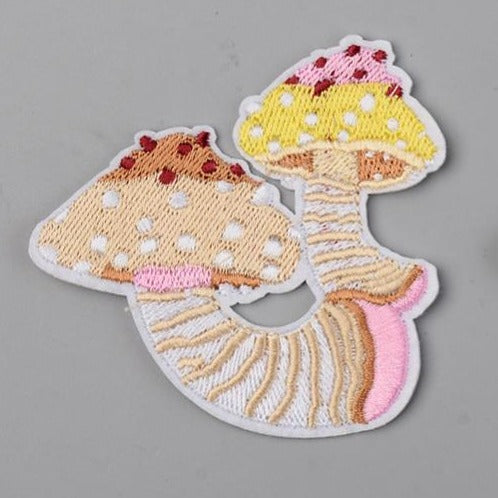 Mushroom Duo - Embroidered Iron-On Patch