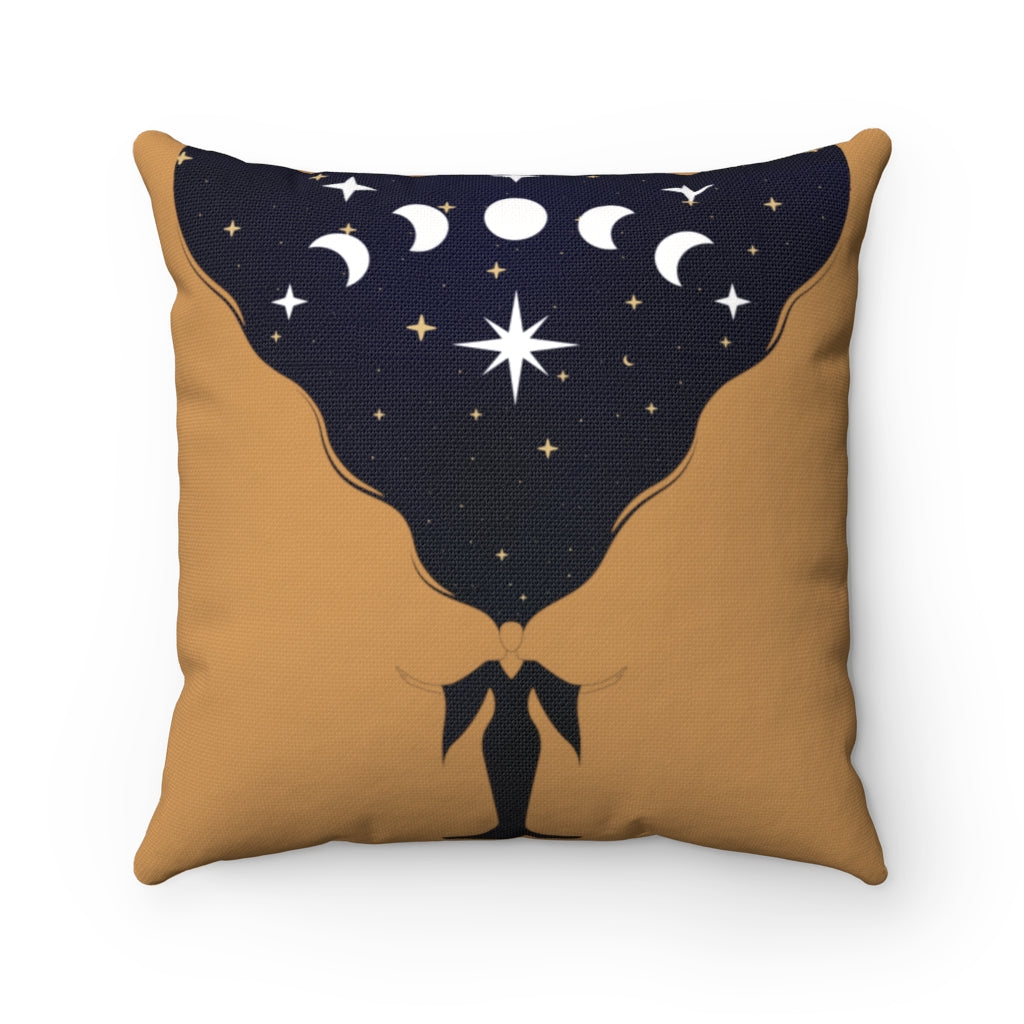Divine Feminine Moon Phase  2-Sided Square Throw Pillow INSERT INCLUDED - EMERALD