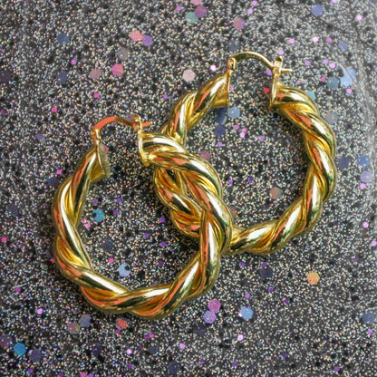 Twisted 18K Gold Hoops