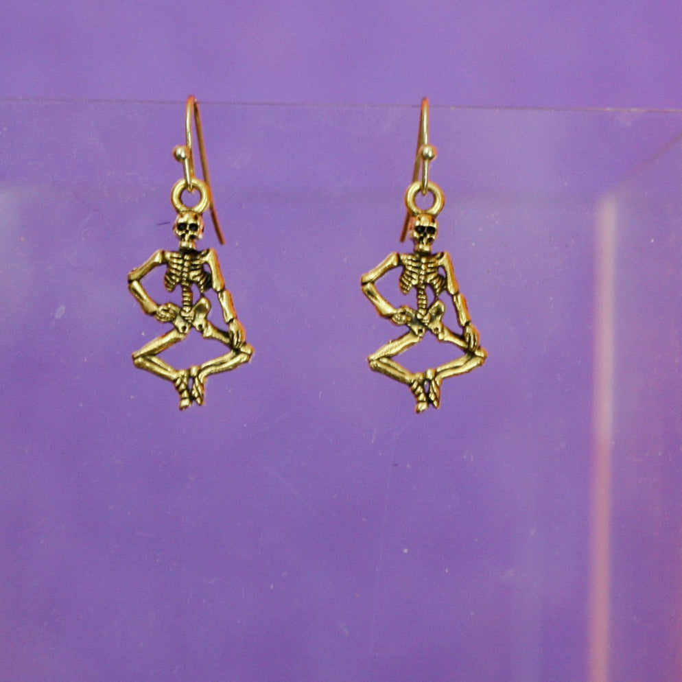 Dancing Skeleton Gold Earrings