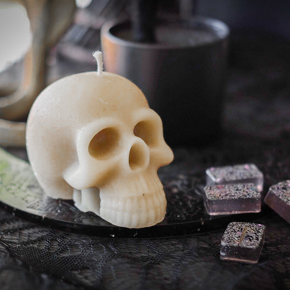 White Skull Protection Spell Candle - 8oz